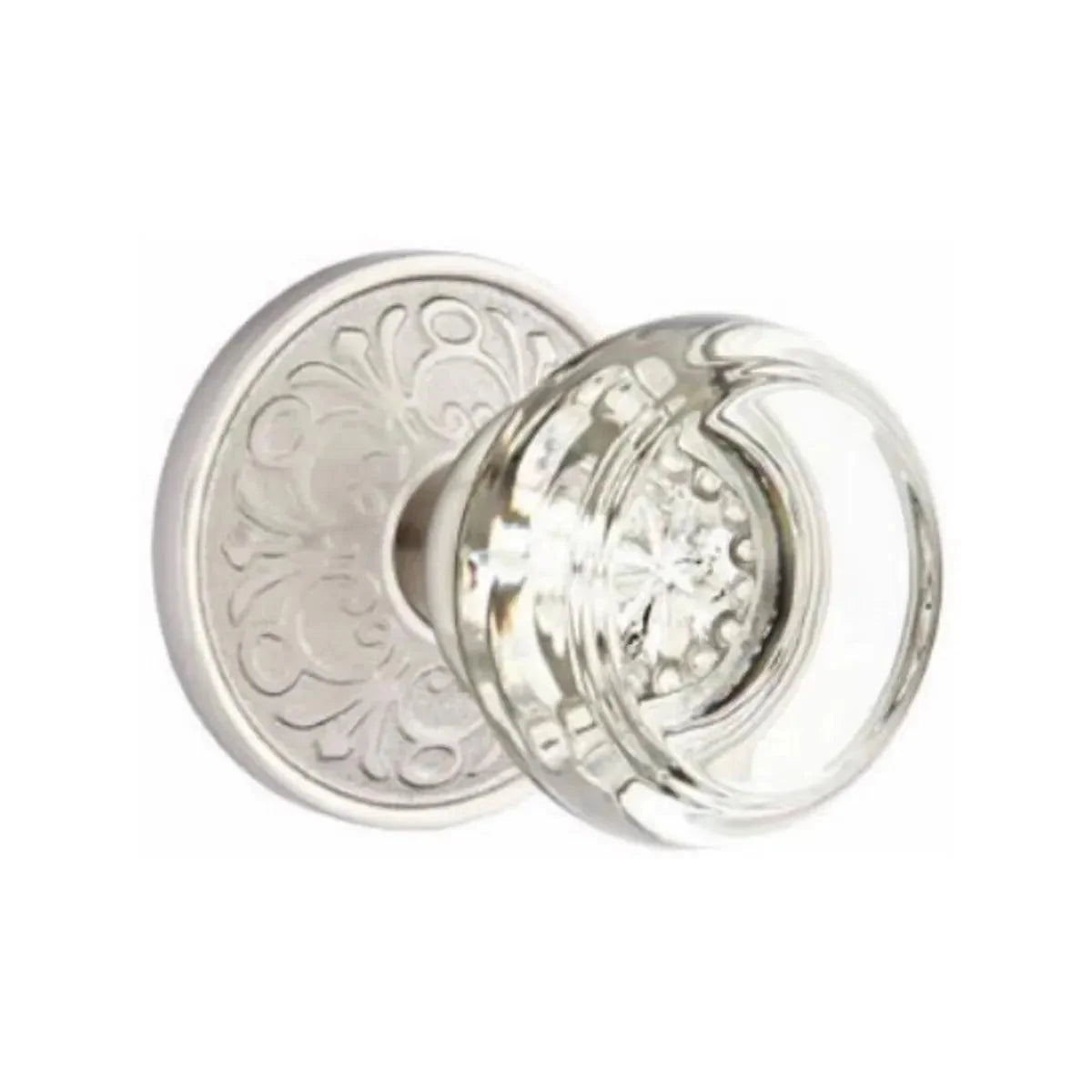 Emtek Georgetown Crystal Knob with Lancaster Rosette Satin Nickel