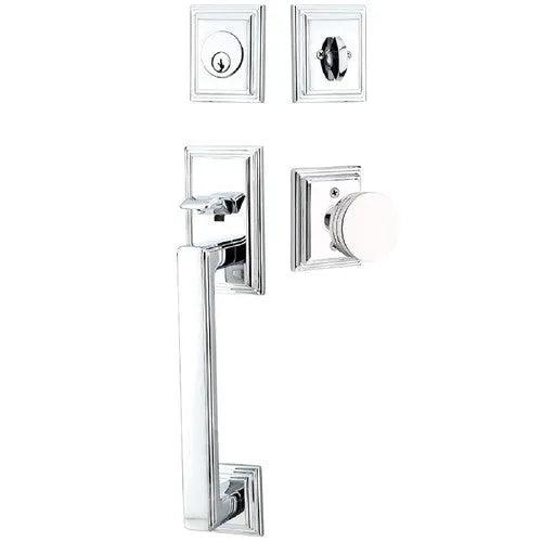 Emtek Hamden Tubular Entrance Handleset With Bern Knob Polished Chrome