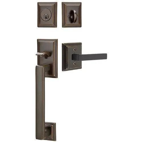 Emtek Hamden Tubular Entrance Handleset With Dumont Lever Oil Rubbed Bronze