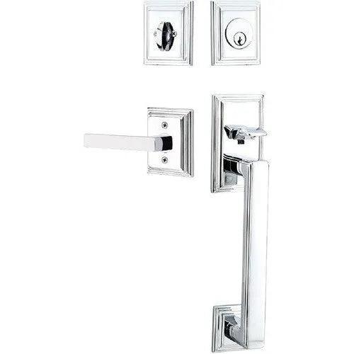 Emtek Hamden Tubular Entrance Handleset With Dumont Lever Polished Chrome