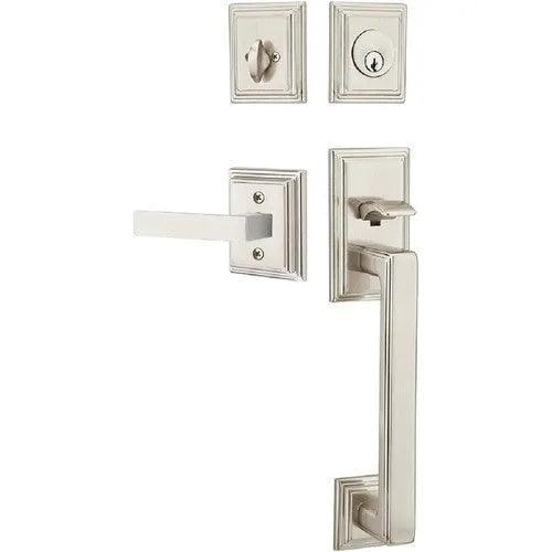 Emtek Hamden Tubular Entrance Handleset With Dumont Lever Satin Nickel