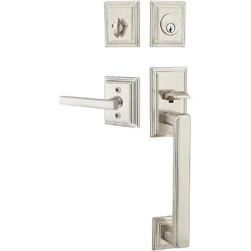 EmtekEmtek Hamden Tubular Entrance Handleset With Freestone Lever in 
