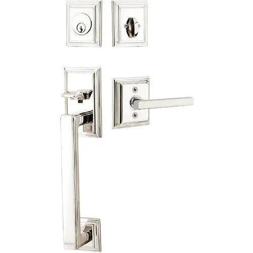 EmtekEmtek Hamden Tubular Entrance Handleset With Freestone Lever in 