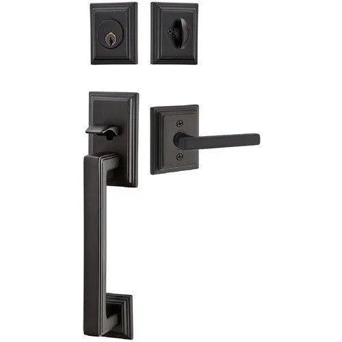 EmtekEmtek Hamden Tubular Entrance Handleset With Freestone Lever in 