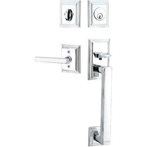 Emtek Hamden Tubular Entrance Handleset With Freestone Lever Polished Chrome