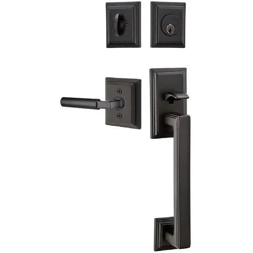 Emtek Hamden Tubular Entrance Handleset With Hercules Lever Flat Black