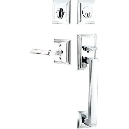 Emtek Hamden Tubular Entrance Handleset With Hercules Lever Polished Chrome