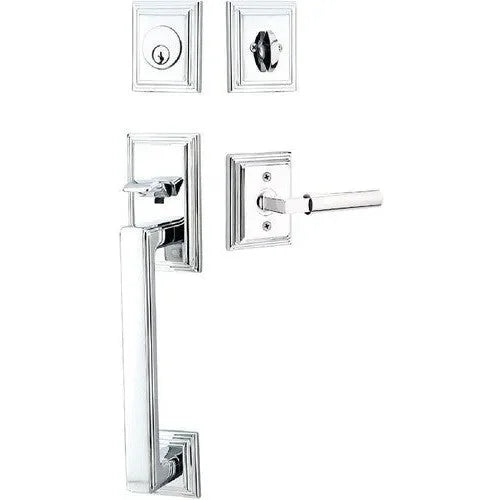 Emtek Hamden Tubular Entrance Handleset With Hercules Lever Polished Chrome
