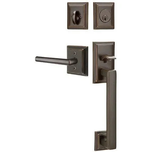 Emtek Hamden Tubular Entrance Handleset With Stuttgart Lever Oil Rubbed Bronze