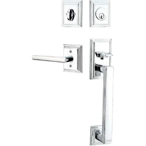 Emtek Hamden Tubular Entrance Handleset With Stuttgart Lever Polished Chrome