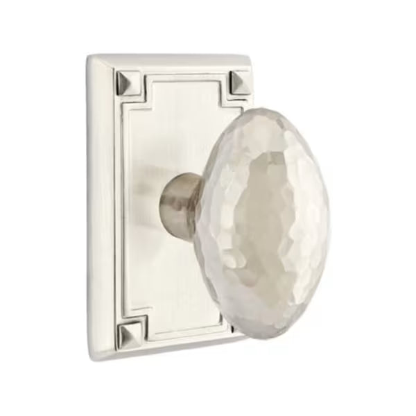 Emtek Hammered Egg Knob with Arts & Crafts Rosette in Satin Nickel finish