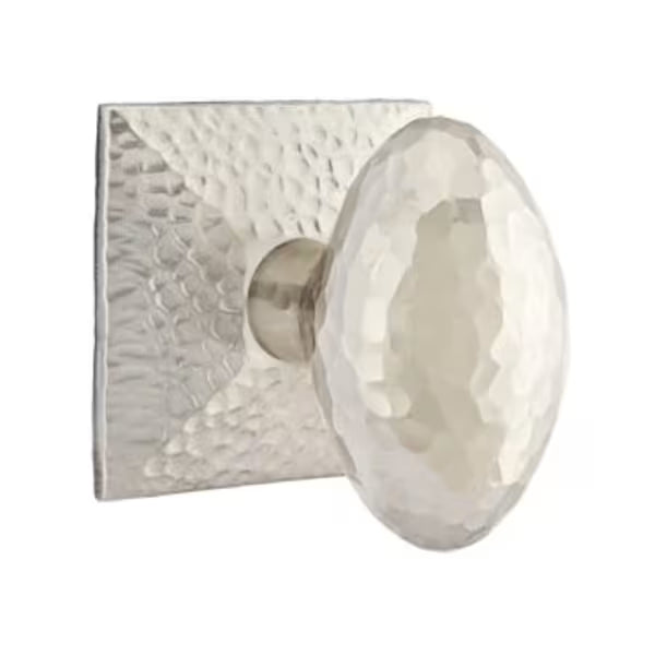 Emtek Hammered Egg Knob with Hammered Rosette in Satin Nickel finish