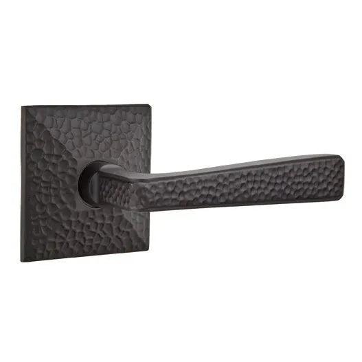 Emtek Hammered Lever With Hammered Rosette Flat Black