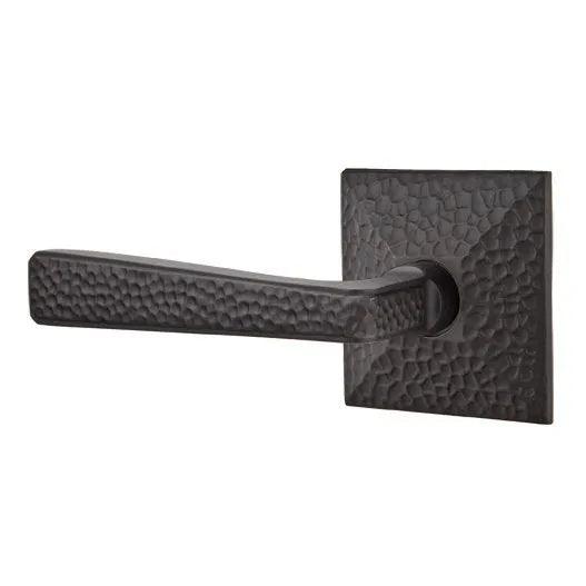 Emtek Hammered Lever With Hammered Rosette Flat Black