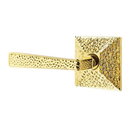 Emtek Hammered Lever With Hammered Rosette Unlacquered Brass