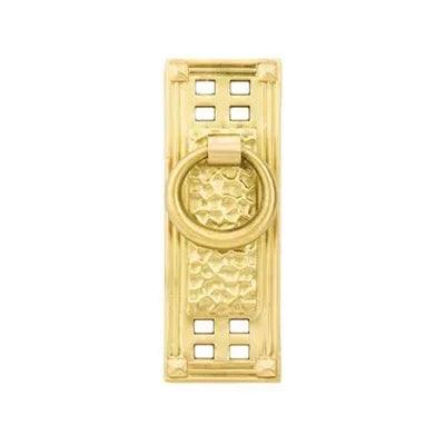 The Emtek Hammered Vertical Ring Cabinet Pull in Satin Brass finish