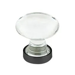 The Emtek Hampton Crystal Glass Knob 1-1/4" Wide in Flat Black finish