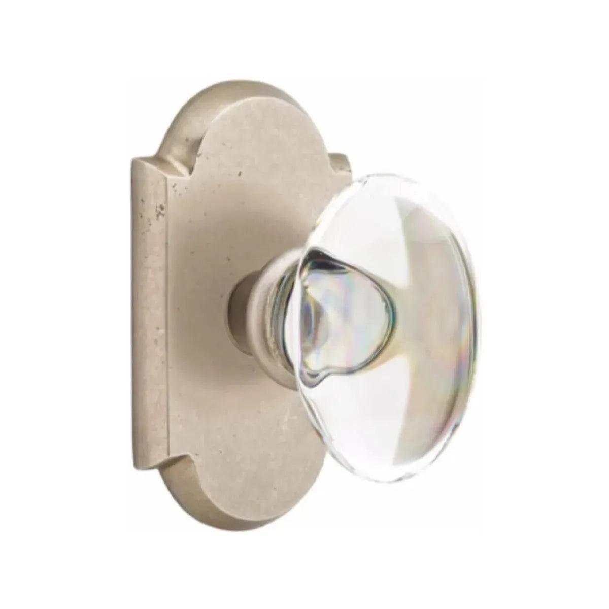 Emtek Hampton Knob With #1 Rosette Tumbled White Bronze
