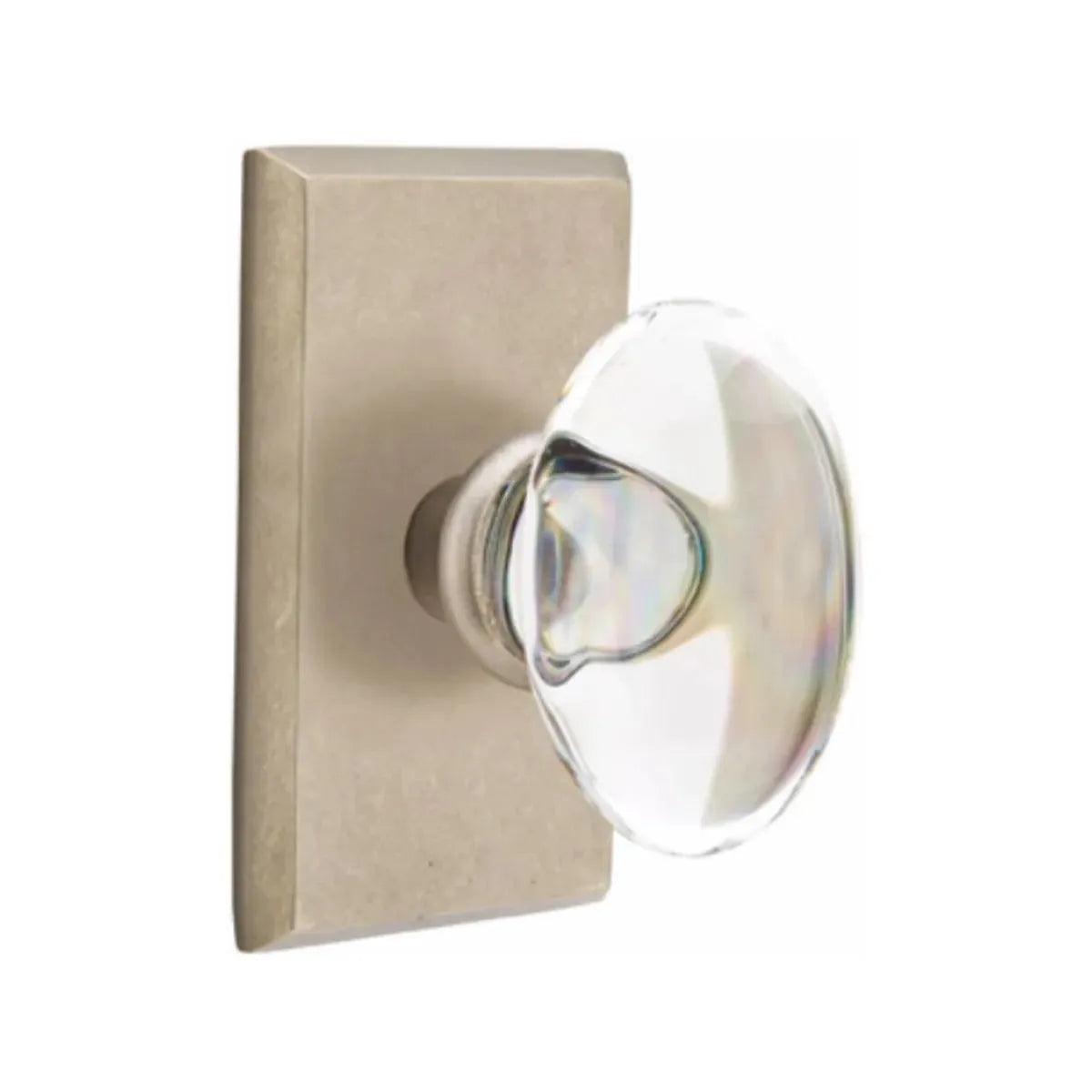 Emtek Hampton Knob With #3 Rosette Tumbled White Bronze