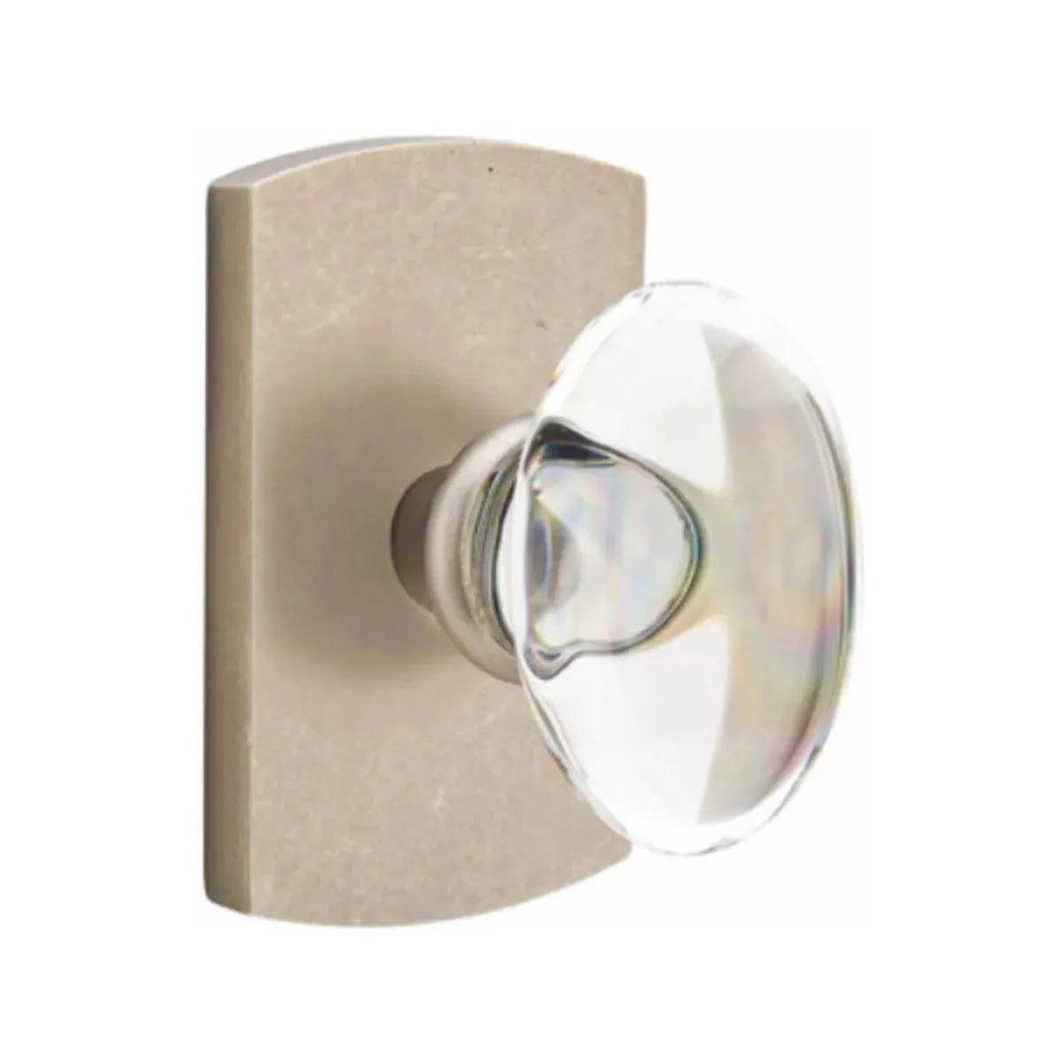Emtek Hampton Knob With #4 Rosette Tumbled White Bronze