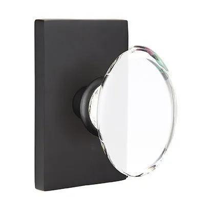Emtek Hampton Knob With Modern Rectangular Rosette Flat Black