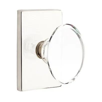 Emtek Hampton Knob With Modern Rectangular Rosette Lifetime Polished Nickel