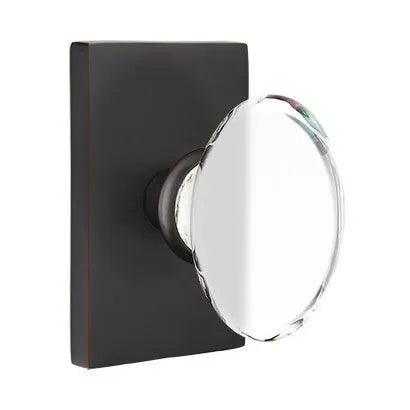Emtek Hampton Knob With Modern Rectangular Rosette Oil Rubbed Bronze