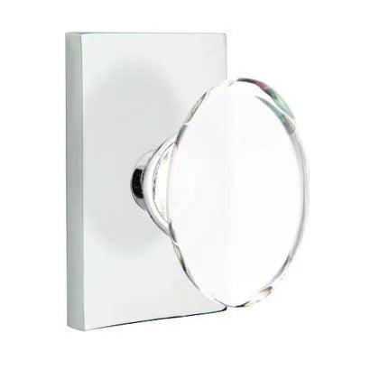 Emtek Hampton Knob With Modern Rectangular Rosette Polished Chrome
