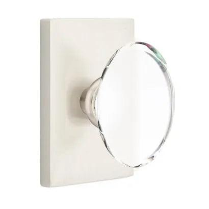 Emtek Hampton Knob With Modern Rectangular Rosette Satin Nickel