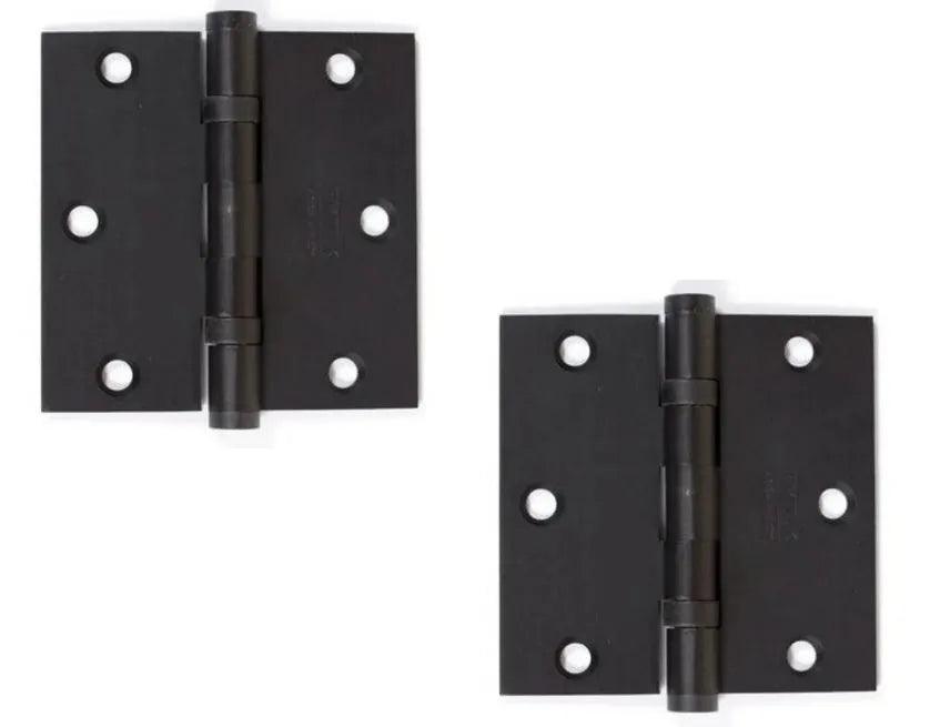 Emtek Heavy Duty Solid Brass Ball Bearing Hinge, 3.5" x 3.5" with Square Corners Flat Black
