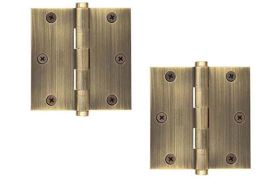 Emtek Heavy Duty Solid Brass Ball Bearing Hinge, 3.5" x 3.5" with Square Corners French Antique