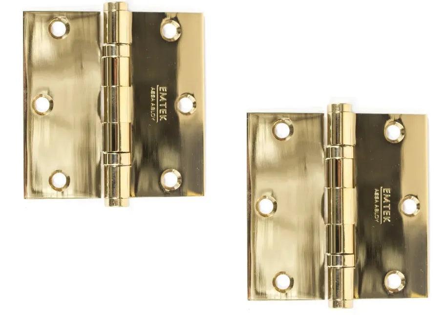Emtek Heavy Duty Solid Brass Ball Bearing Hinge, 3.5" x 3.5" with Square Corners Polished Brass