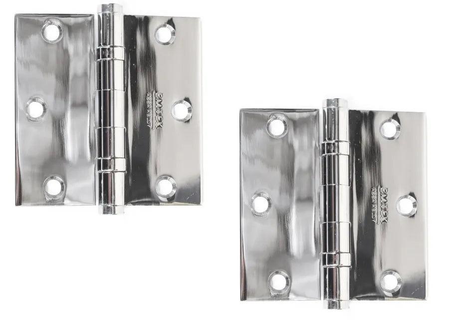 Emtek Heavy Duty Solid Brass Ball Bearing Hinge, 3.5" x 3.5" with Square Corners Polished Chrome