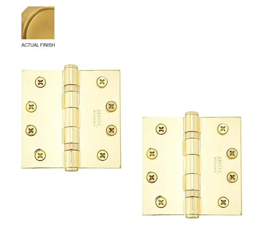 Emtek Heavy Duty Solid Brass Ball Bearing Hinge, 4" x 4" with Square Corners French Antique