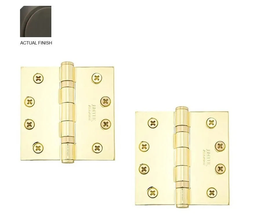 Emtek Heavy Duty Solid Brass Ball Bearing Hinge, 4" x 4" with Square Corners Oil Rubbed Bronze