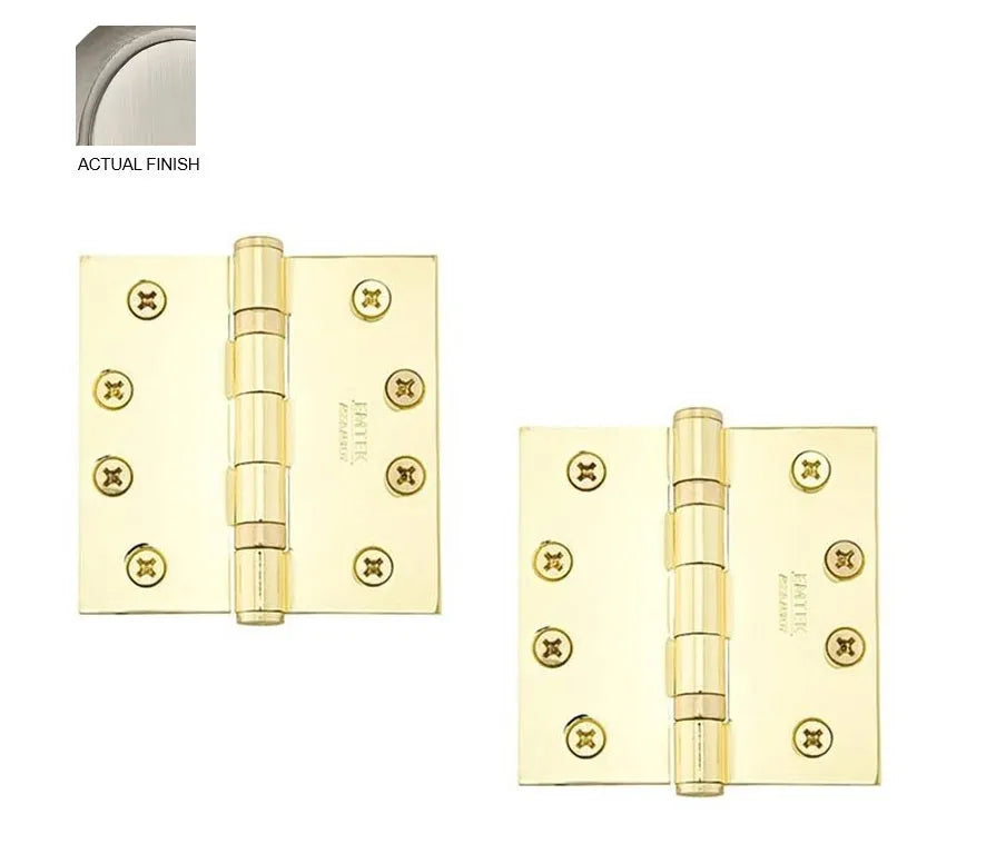 Emtek Heavy Duty Solid Brass Ball Bearing Hinge, 4" x 4" with Square Corners Pewter