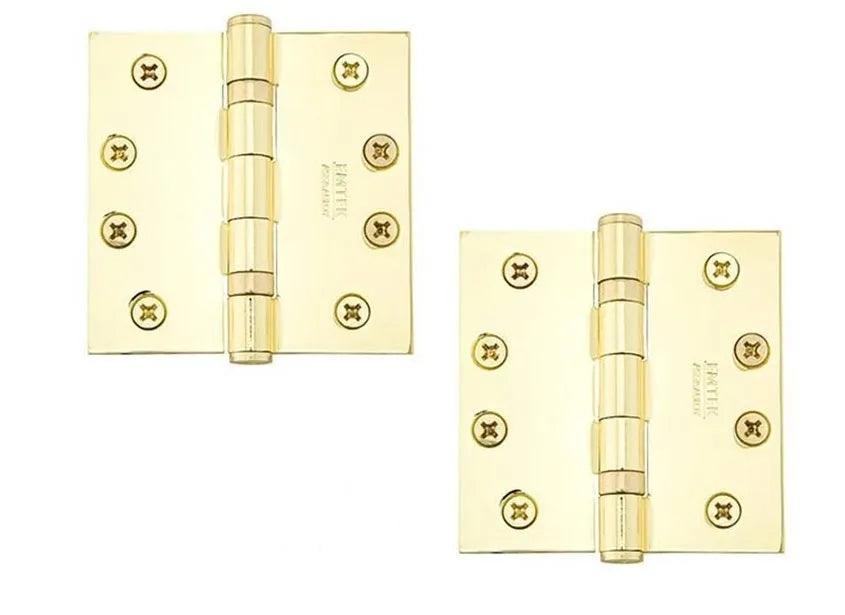 Emtek Heavy Duty Solid Brass Ball Bearing Hinge, 4" x 4" with Square Corners Polished Brass