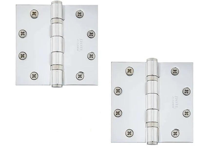 Emtek Heavy Duty Solid Brass Ball Bearing Hinge, 4" x 4" with Square Corners Polished Chrome