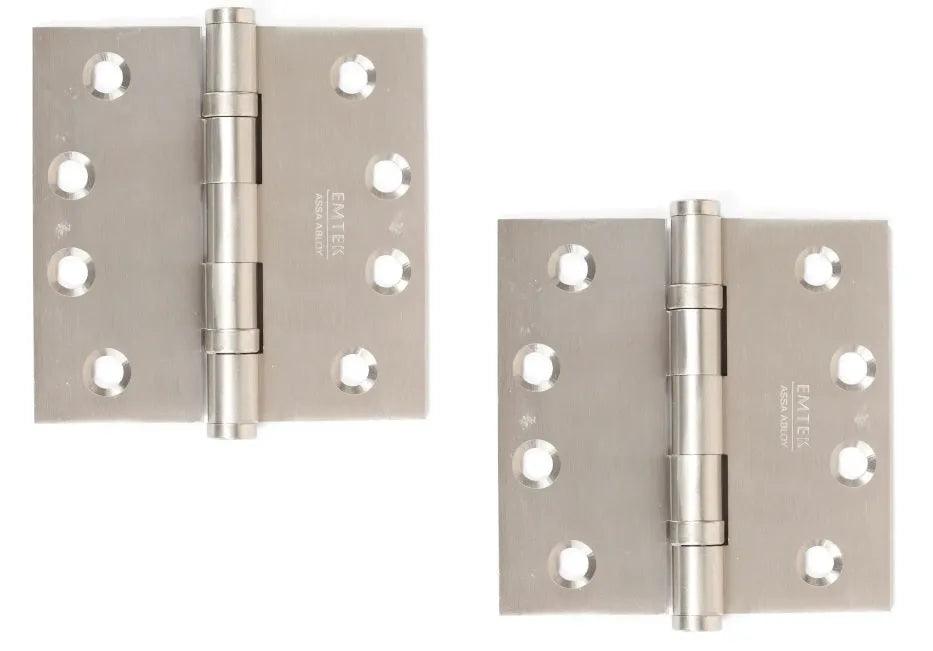 Emtek Heavy Duty Solid Brass Ball Bearing Hinge, 4" x 4" with Square Corners Satin Nickel