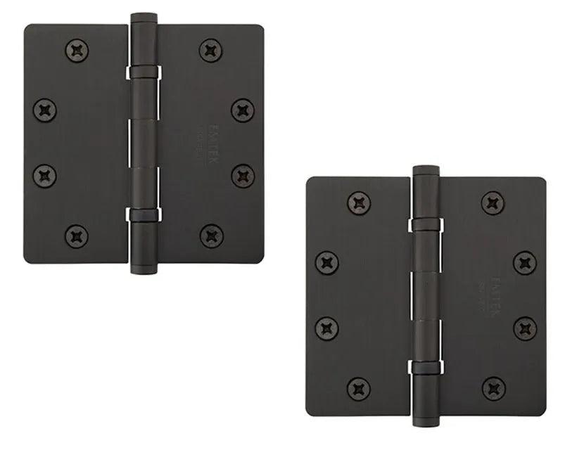 Emtek Heavy Duty Solid Brass Ball Bearing Hinge, 4.5" x 4.5" with 1/4" Radius Corners Flat Black
