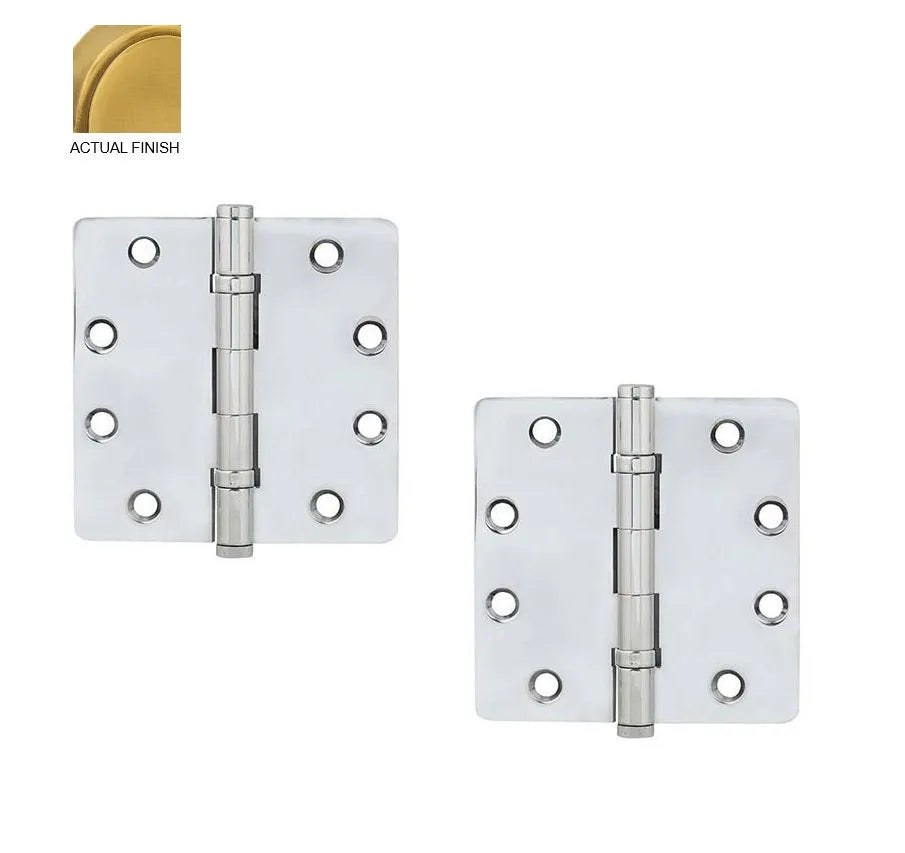 Emtek Heavy Duty Solid Brass Ball Bearing Hinge, 4.5" x 4.5" with 1/4" Radius Corners French Antique