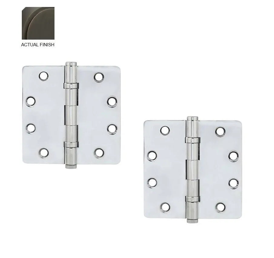 Emtek Heavy Duty Solid Brass Ball Bearing Hinge, 4.5" x 4.5" with 1/4" Radius Corners Oil Rubbed Bronze