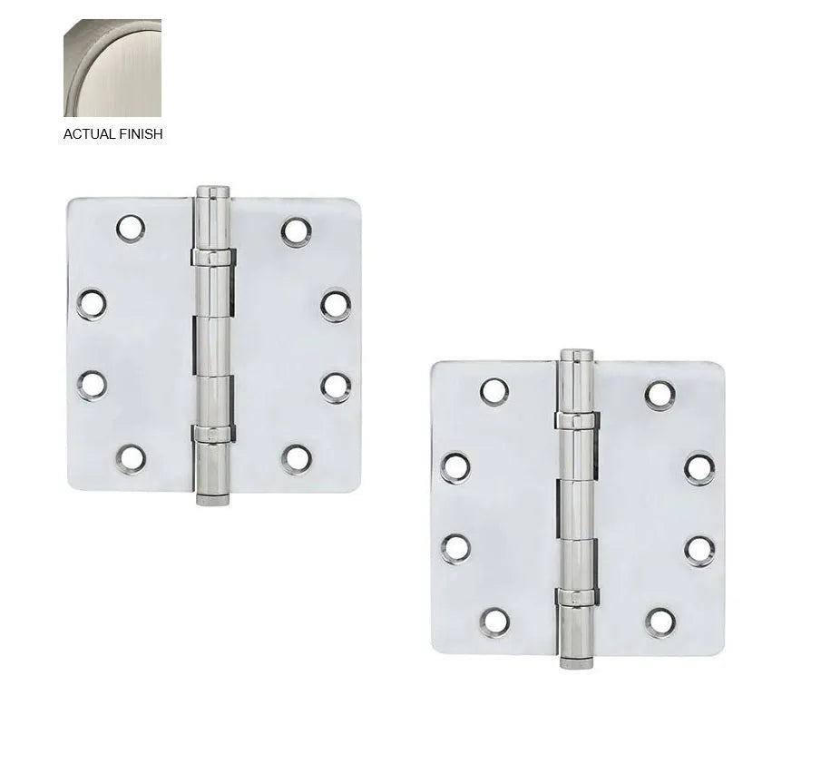 Emtek Heavy Duty Solid Brass Ball Bearing Hinge, 4.5" x 4.5" with 1/4" Radius Corners Pewter