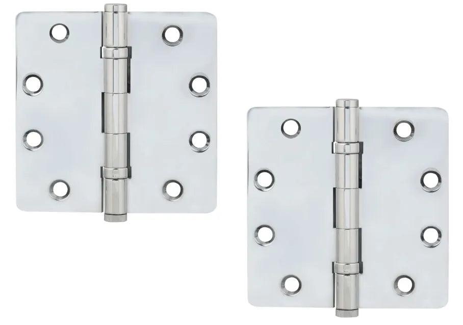Emtek Heavy Duty Solid Brass Ball Bearing Hinge, 4.5" x 4.5" with 1/4" Radius Corners Polished Chrome