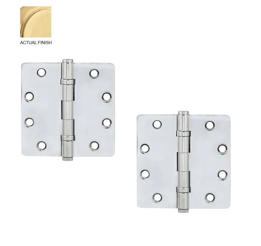 Emtek Heavy Duty Solid Brass Ball Bearing Hinge, 4.5" x 4.5" with 1/4" Radius Corners Satin Brass