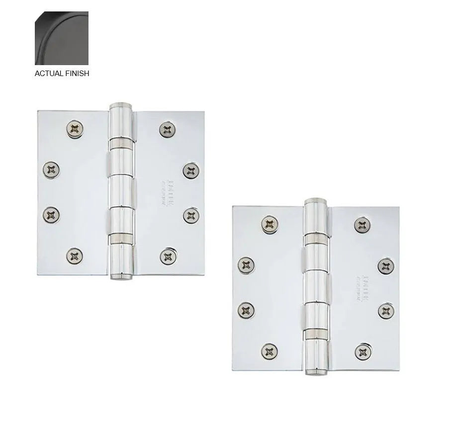 Emtek Heavy Duty Solid Brass Ball Bearing Hinge, 4.5" x 4.5" with Square Corners Flat Black