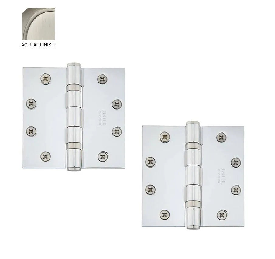 Emtek Heavy Duty Solid Brass Ball Bearing Hinge, 4.5" x 4.5" with Square Corners Pewter
