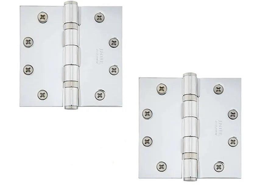 Emtek Heavy Duty Solid Brass Ball Bearing Hinge, 4.5" x 4.5" with Square Corners Polished Chrome