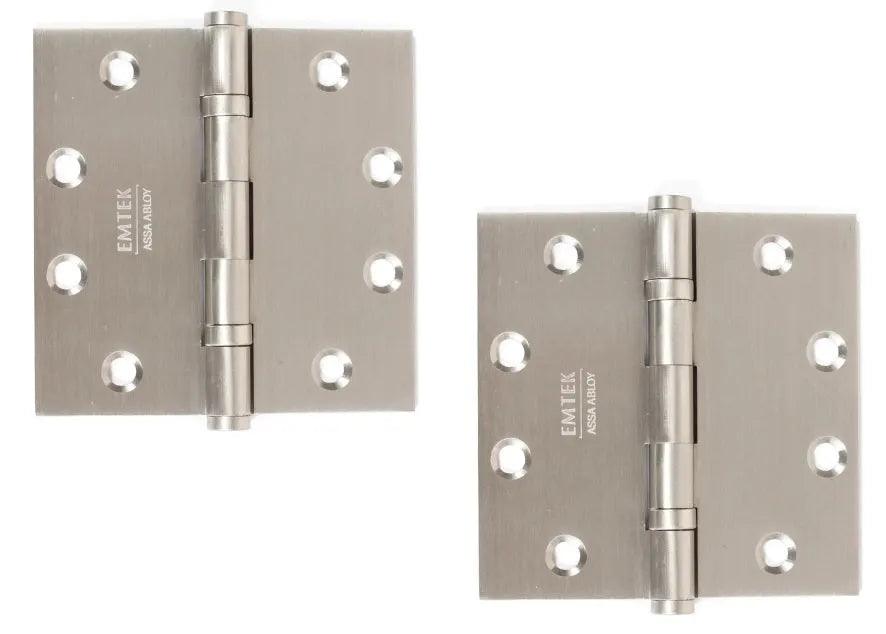 Emtek Heavy Duty Solid Brass Ball Bearing Hinge, 4.5" x 4.5" with Square Corners Satin Nickel
