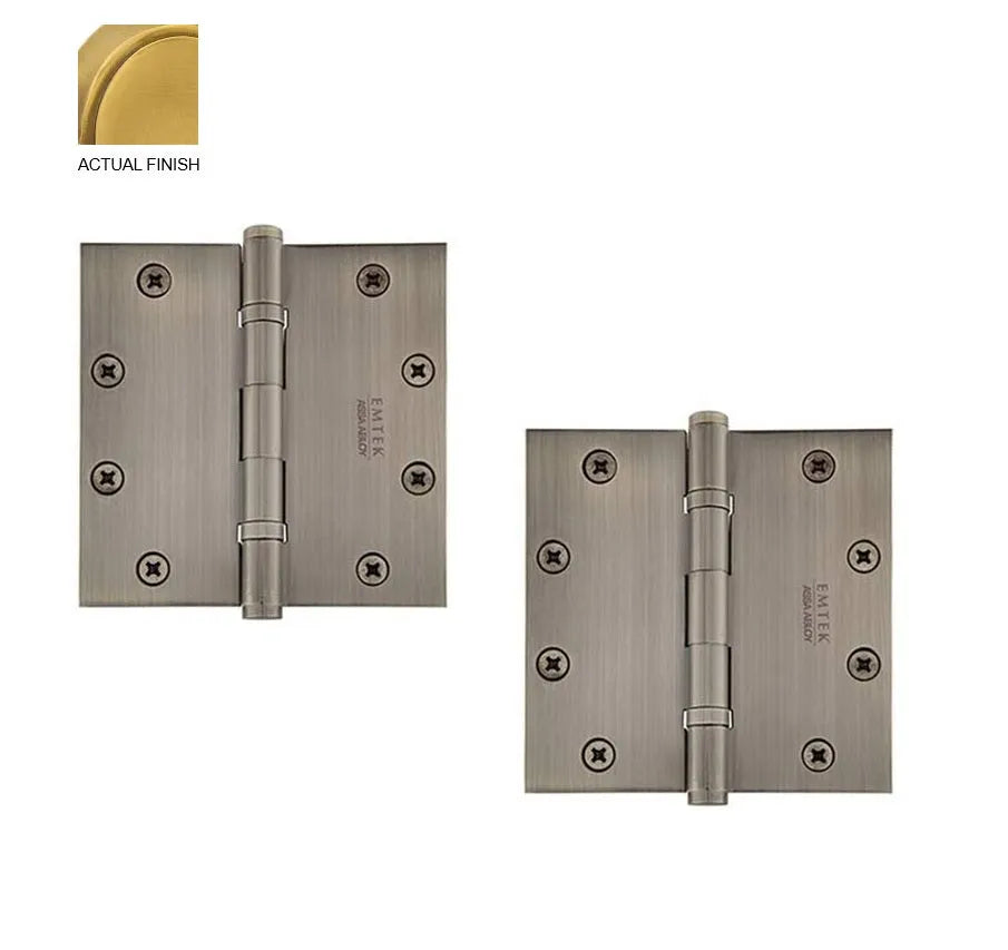 Emtek Heavy Duty Solid Brass Ball Bearing Hinge, 5" x 5" with Square Corners French Antique